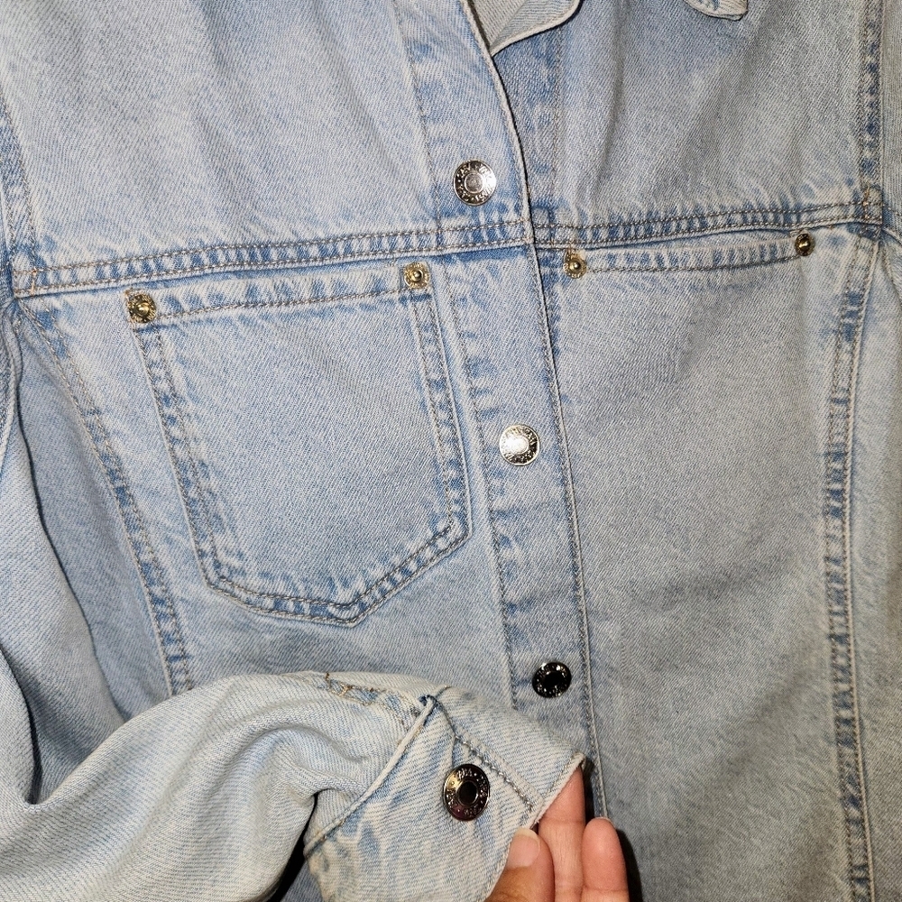 Zara Cotton Fitted Long Sleeves Button Down Denim Shirt Dress Light Wash Size S - Picture 6 of 15